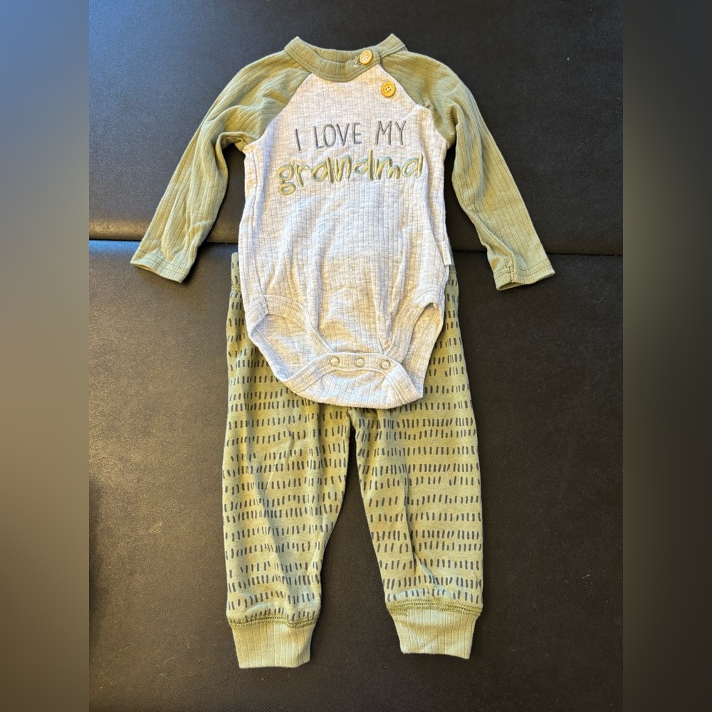 Green and Gray Baby Outfit